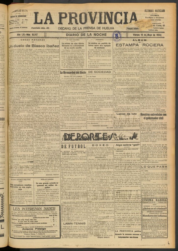 Miniatura de La Provincia : diario de la noche del 18 de mayo de 1934