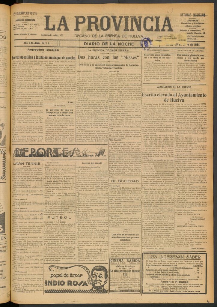Miniatura de La Provincia : diario de la noche del 26 de mayo de 1934
