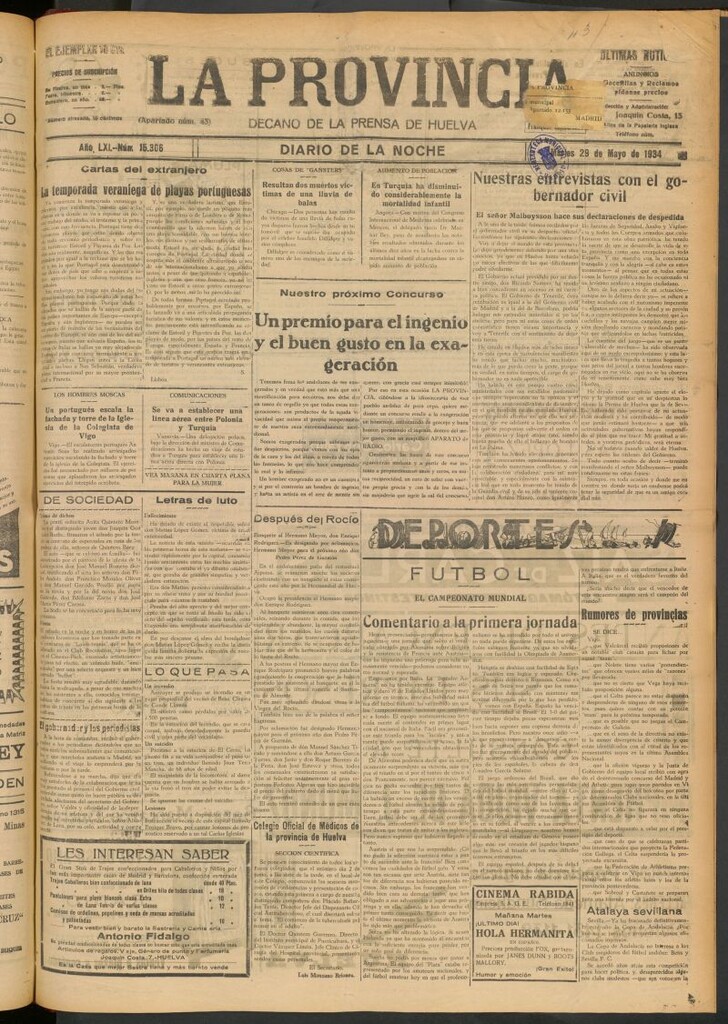 Miniatura de La Provincia : diario de la noche del 29 de mayo de 1934