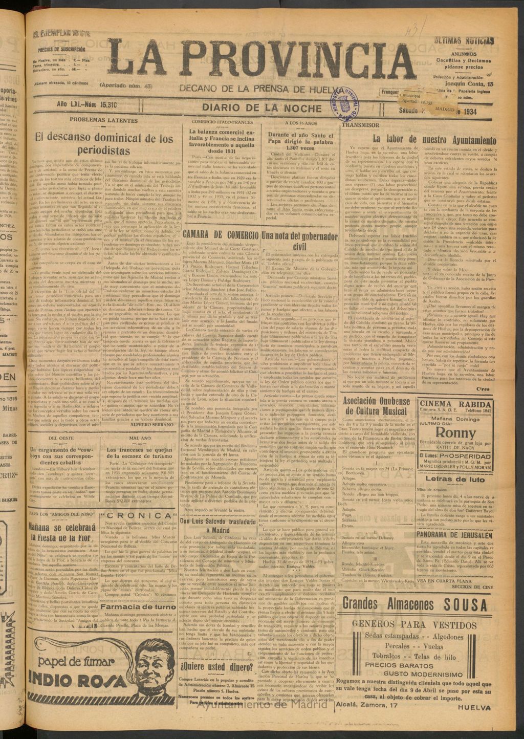 Miniatura de La Provincia : diario de la noche del 2 de junio de 1934