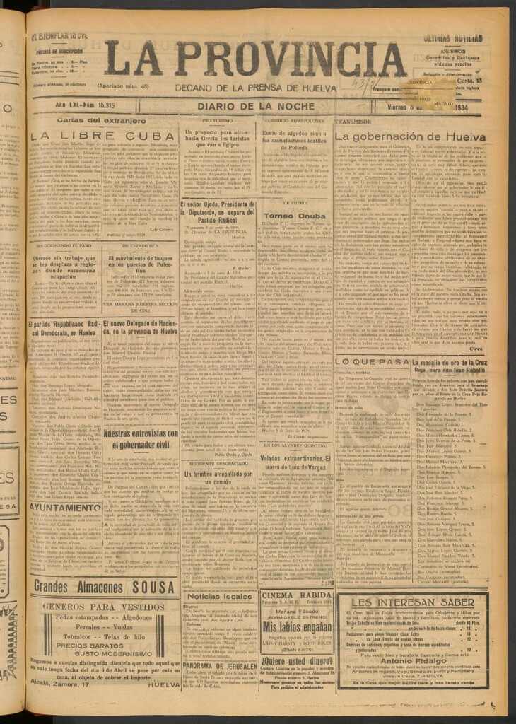 Miniatura de La Provincia : diario de la noche del 8 de junio de 1934