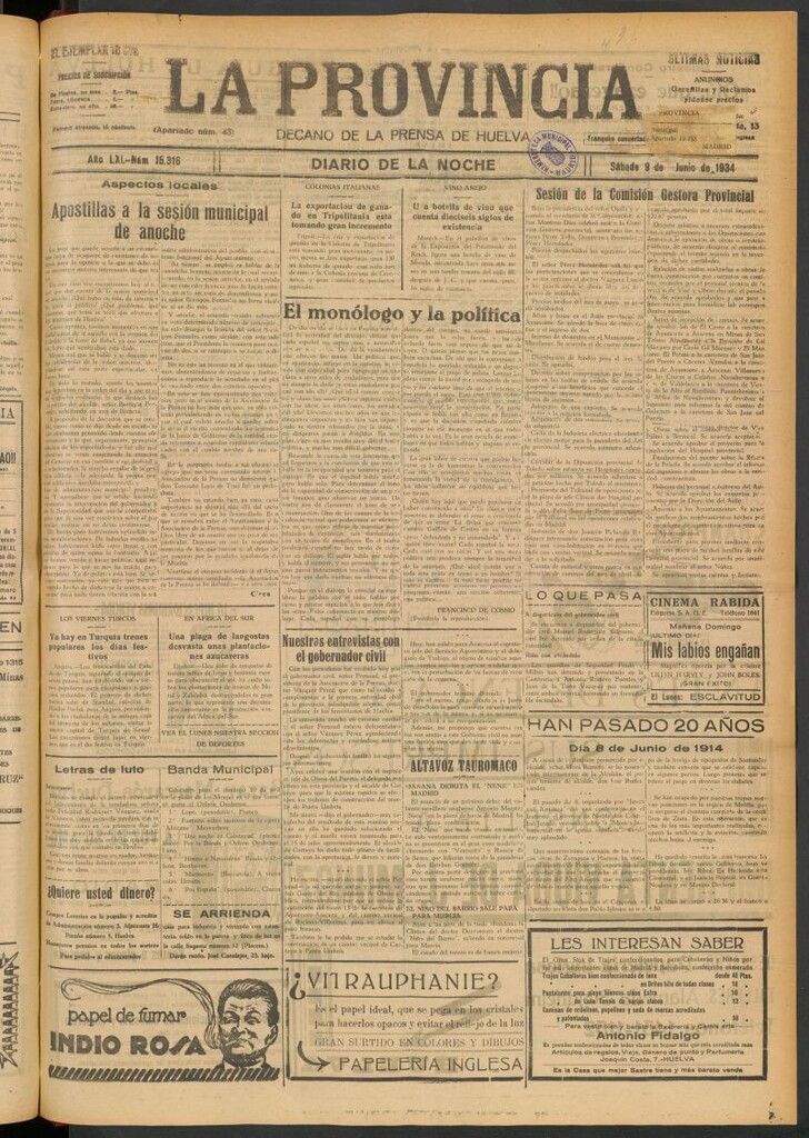 Miniatura de La Provincia : diario de la noche del 9 de junio de 1934