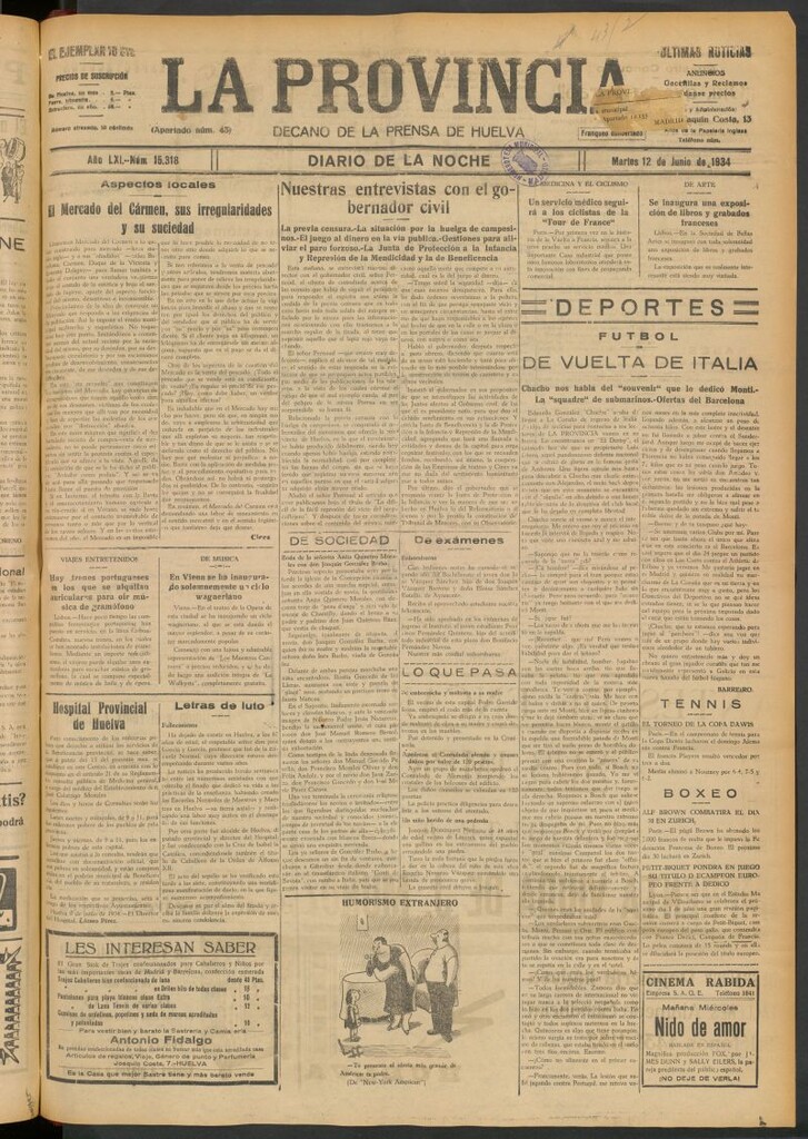 Miniatura de La Provincia : diario de la noche del 12 de junio de 1934