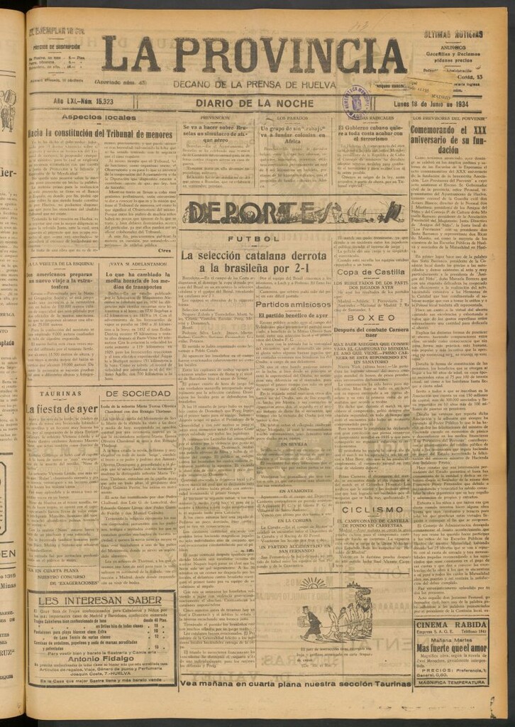 Miniatura de La Provincia : diario de la noche del 18 de junio de 1934