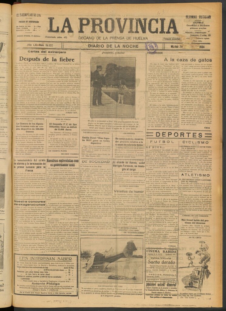 Miniatura de La Provincia : diario de la noche del 26 de junio de 1934