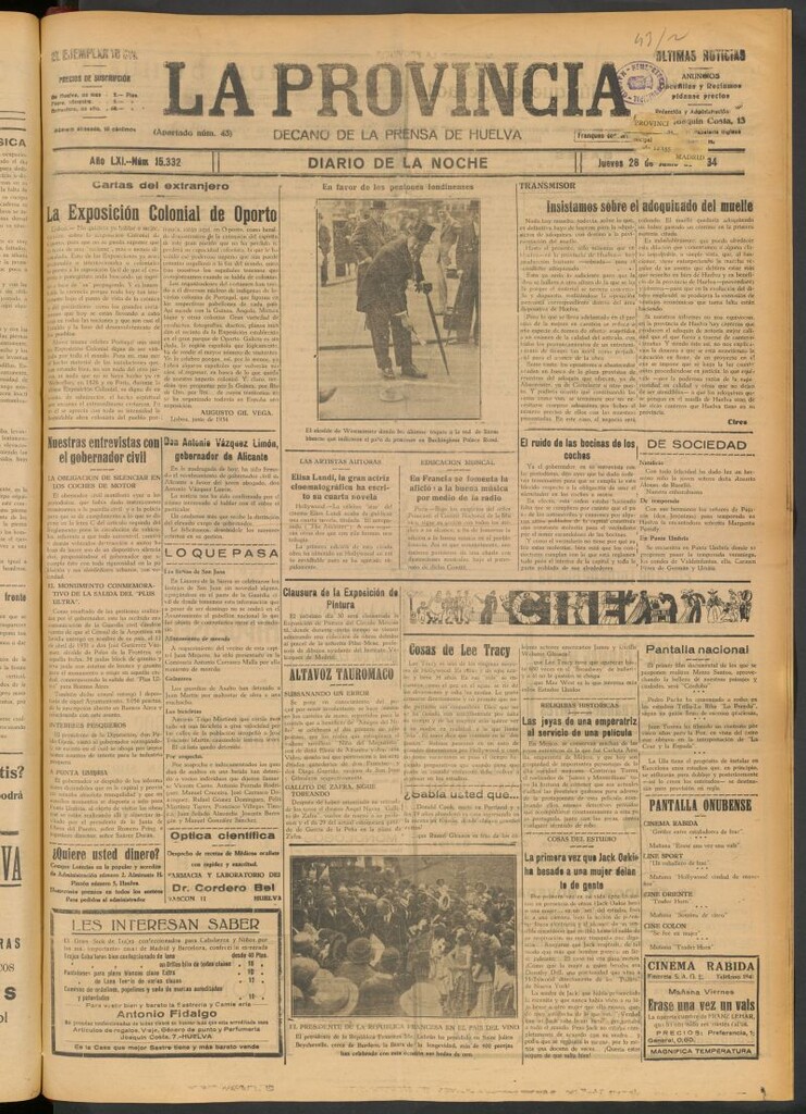 Miniatura de La Provincia : diario de la noche del 28 de junio de 1934
