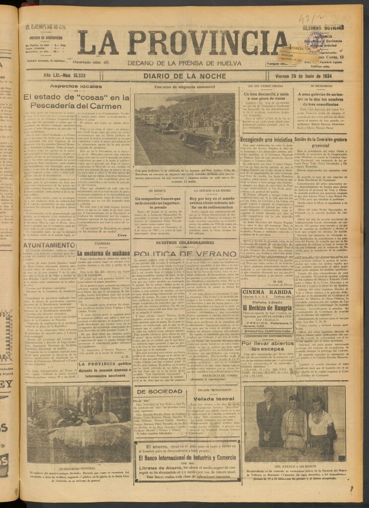Miniatura de La Provincia : diario de la noche del 29 de junio de 1934