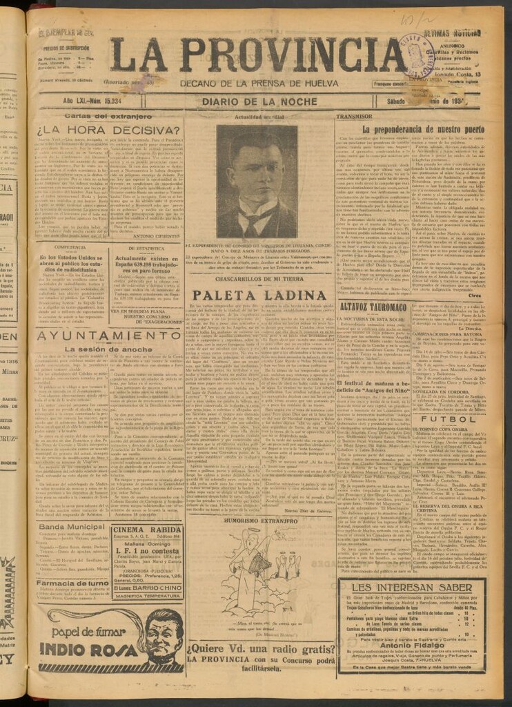 Miniatura de La Provincia : diario de la noche del 30 de junio de 1934