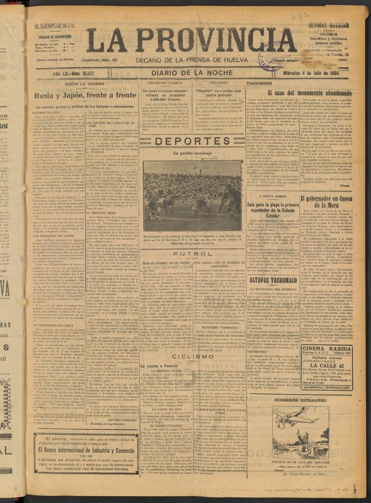 Miniatura de La Provincia : diario de la noche del 4 de julio de 1934