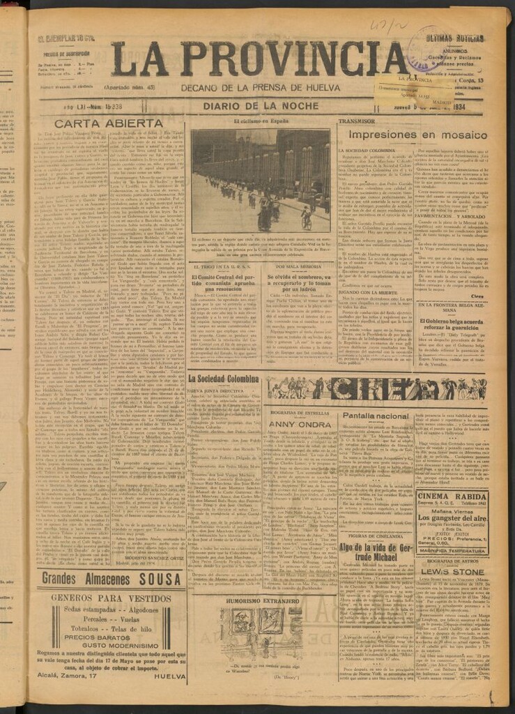 Miniatura de La Provincia : diario de la noche del 5 de julio de 1934