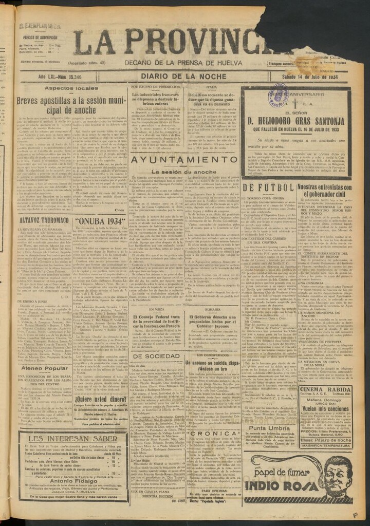 Miniatura de La Provincia : diario de la noche del 14 de julio de 1934