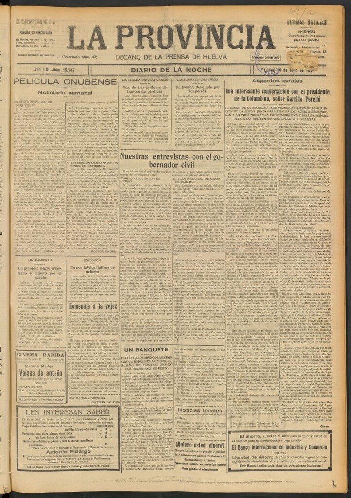 Miniatura de La Provincia : diario de la noche del 16 de julio de 1934