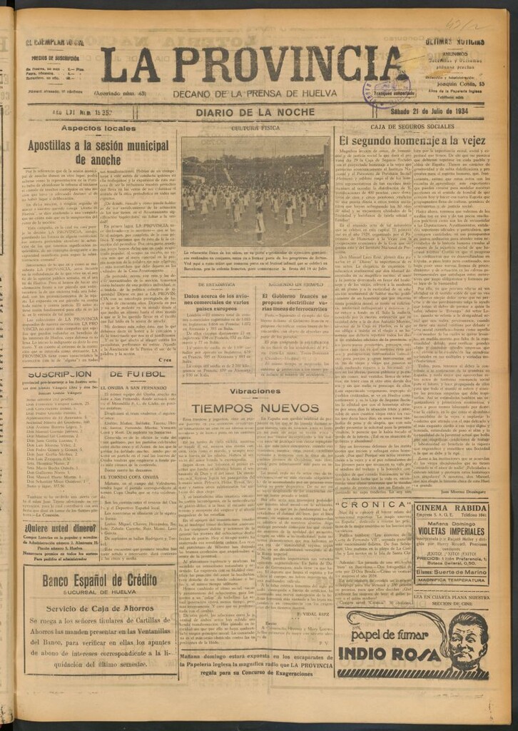 Miniatura de La Provincia : diario de la noche del 21 de julio de 1934