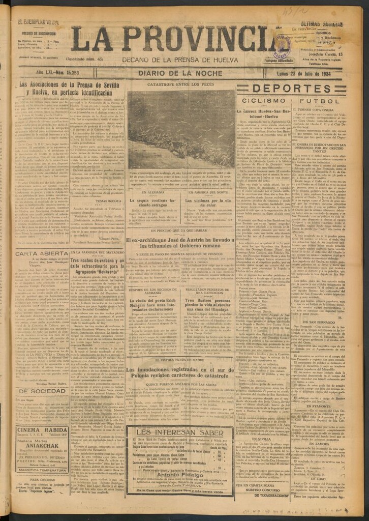 Miniatura de La Provincia : diario de la noche del 23 de julio de 1934