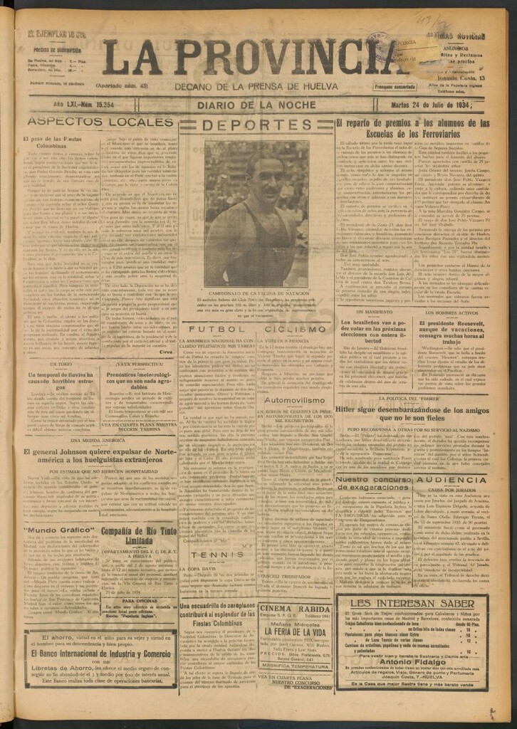 Miniatura de La Provincia : diario de la noche del 24 de julio de 1934