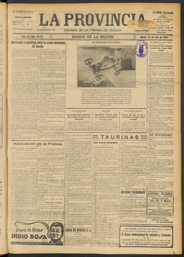 Miniatura de La Provincia : diario de la noche del 28 de julio de 1934