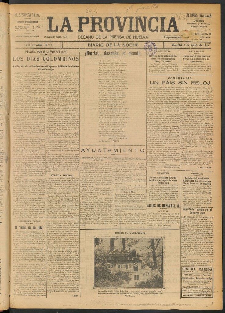 Miniatura de La Provincia : diario de la noche del 1 de agosto de 1934