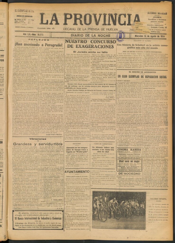 Miniatura de La Provincia : diario de la noche del 15 de agosto de 1934