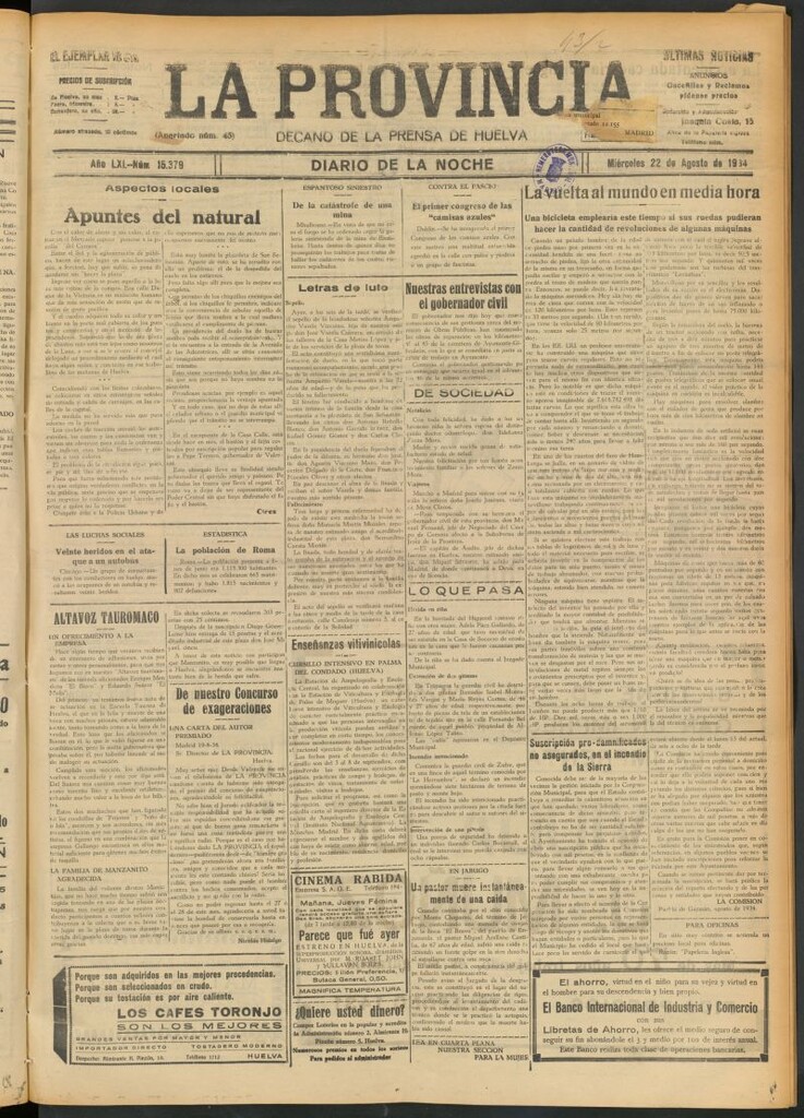 Miniatura de La Provincia : diario de la noche del 22 de agosto de 1934
