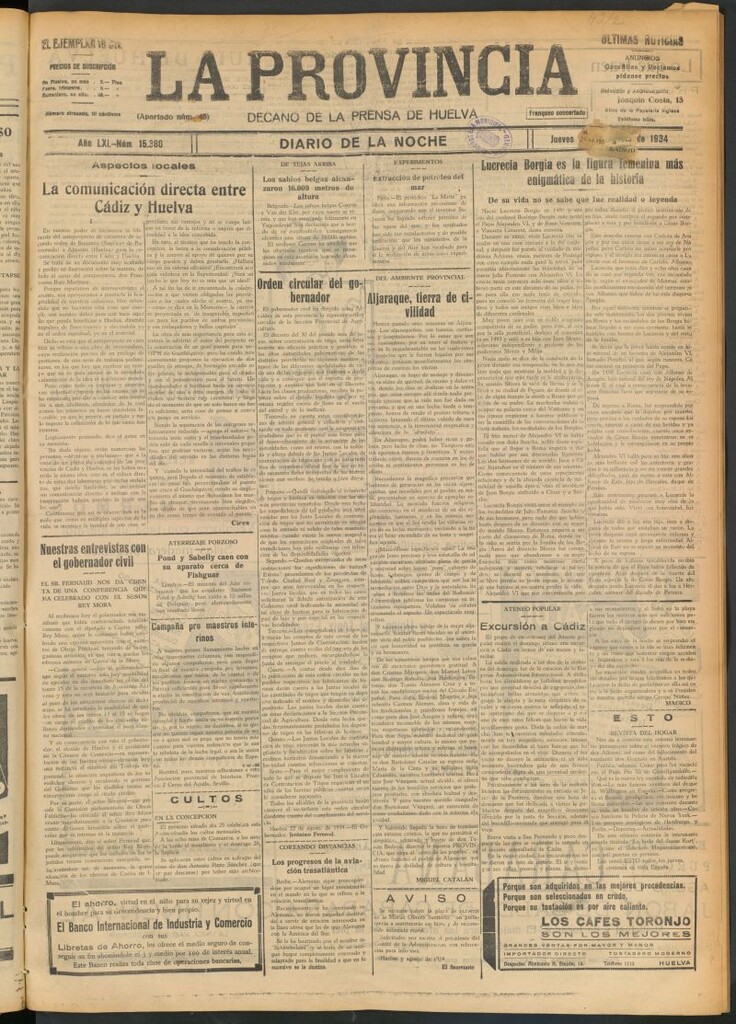 Miniatura de La Provincia : diario de la noche del 23 de agosto de 1934