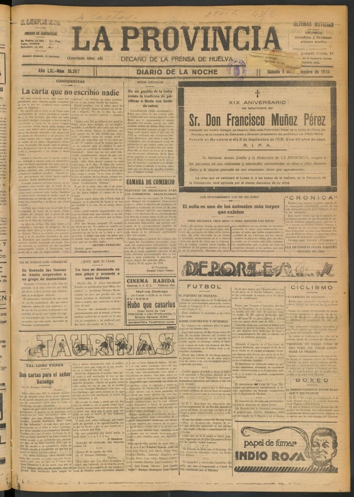 Miniatura de La Provincia : diario de la noche del 1 de septiembre de 1934