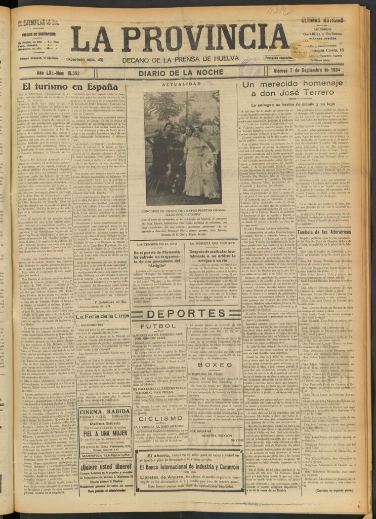 Miniatura de La Provincia : diario de la noche del 7 de septiembre de 1934