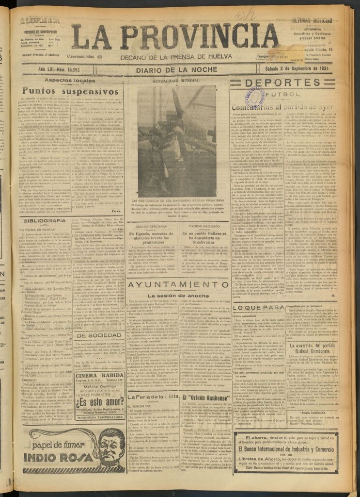 Miniatura de La Provincia : diario de la noche del 8 de septiembre de 1934