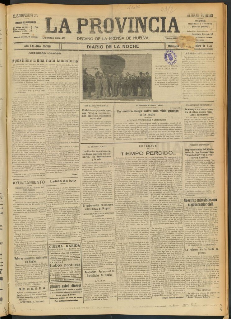 Miniatura de La Provincia : diario de la noche del 12 de septiembre de 1934