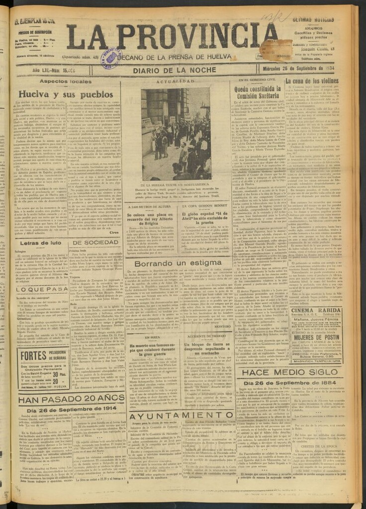 Miniatura de La Provincia : diario de la noche del 26 de septiembre de 1934