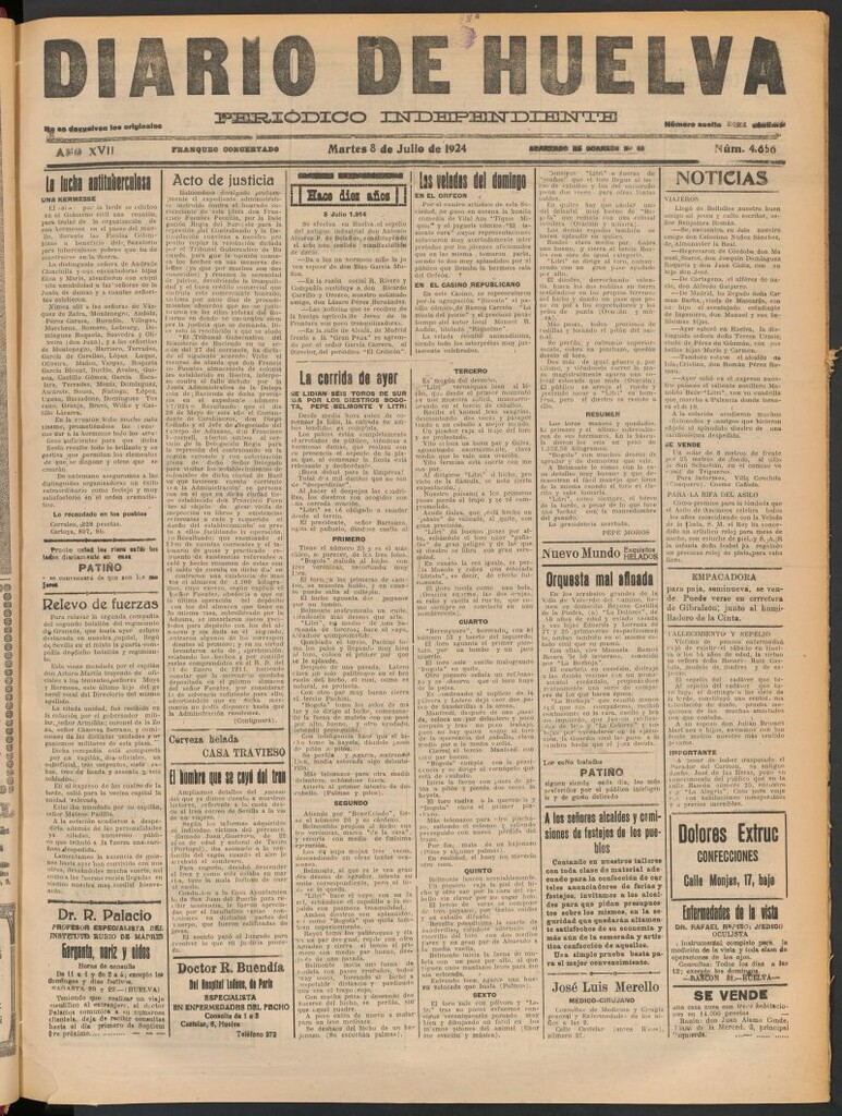 Miniatura de Diario de Huelva : periódico independiente del 8 de julio de 1924