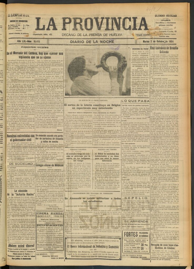 Miniatura de La Provincia : diario de la noche del 2 de octubre de 1934