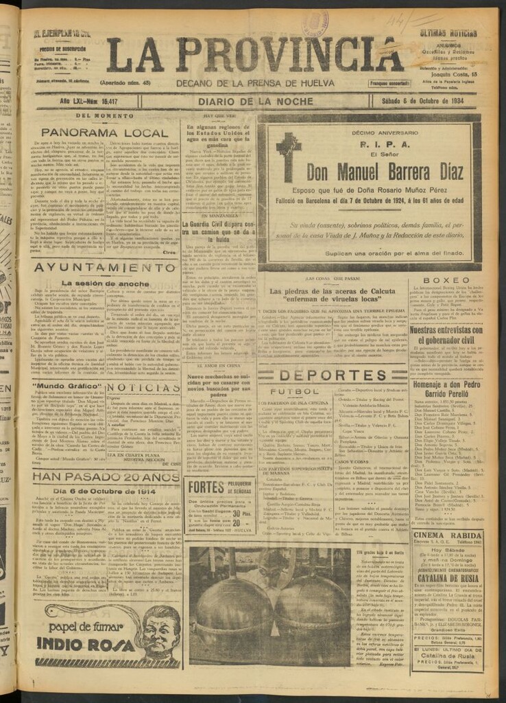 Miniatura de La Provincia : diario de la noche del 6 de octubre de 1934