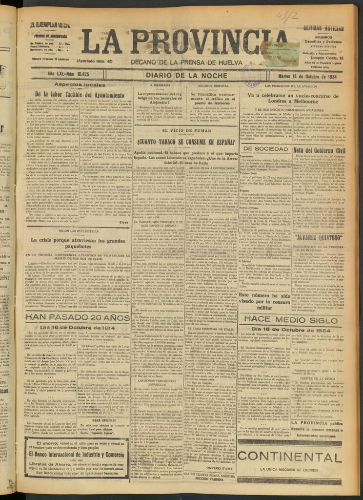 Miniatura de La Provincia : diario de la noche del 16 de octubre de 1934