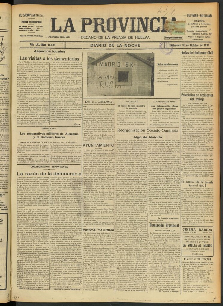 Miniatura de La Provincia : diario de la noche del 31 de octubre de 1934