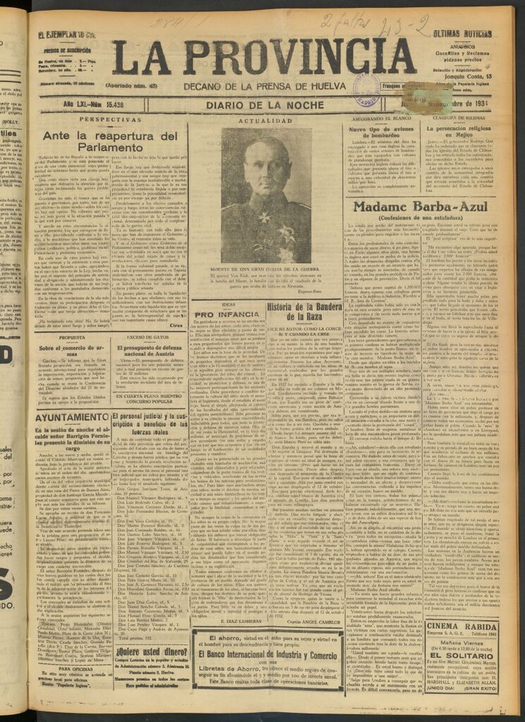 Miniatura de La Provincia : diario de la noche del 1 de noviembre de 1934