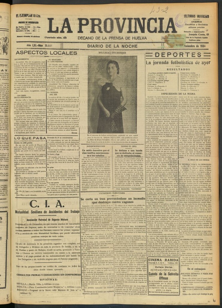 Miniatura de La Provincia : diario de la noche del 5 de noviembre de 1934