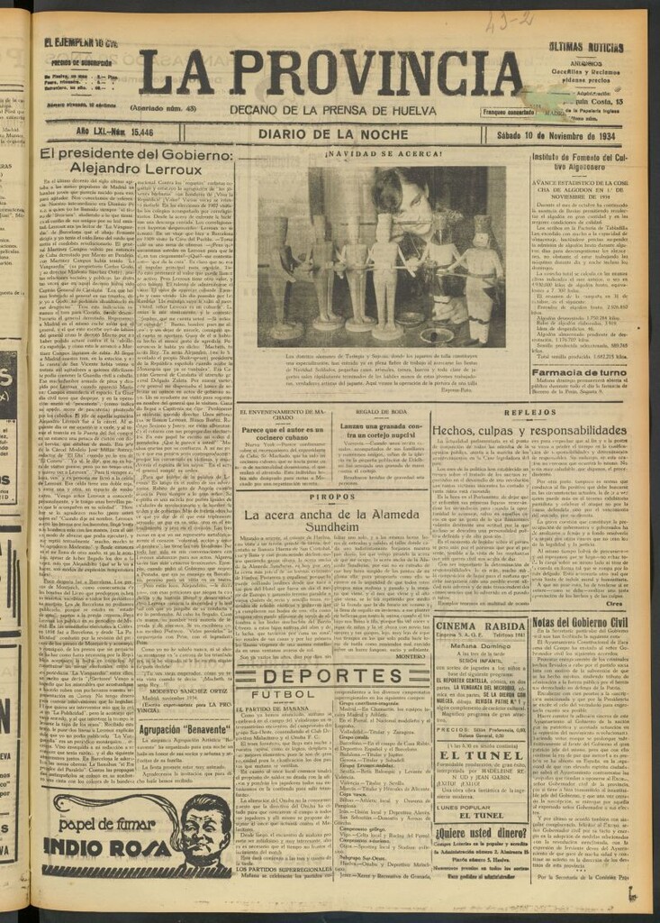 Miniatura de La Provincia : diario de la noche del 10 de noviembre de 1934