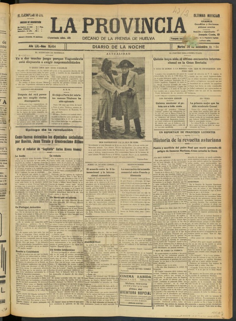 Miniatura de La Provincia : diario de la noche del 20 de noviembre de 1934