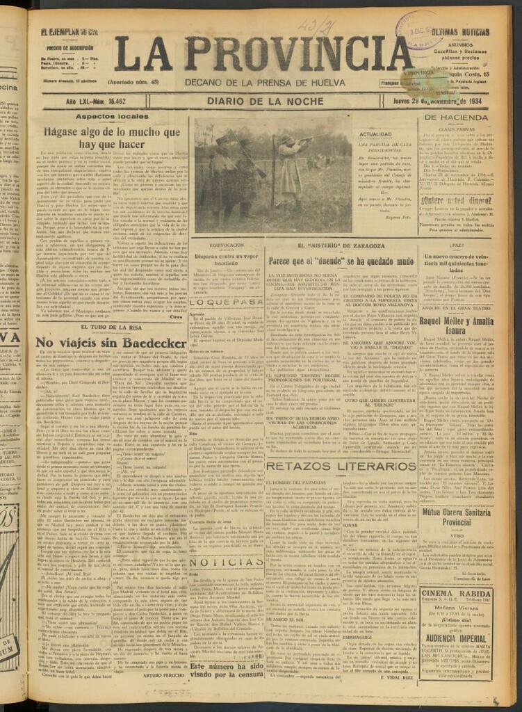 Miniatura de La Provincia : diario de la noche del 29 de noviembre de 1934