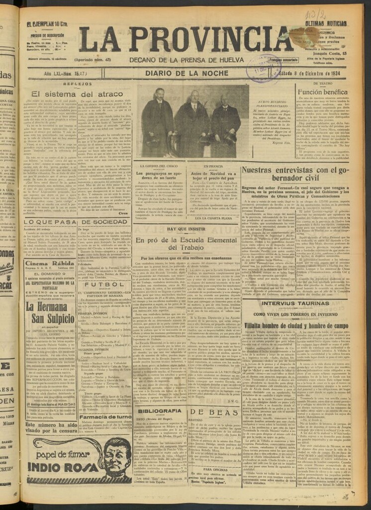 Miniatura de La Provincia : diario de la noche del 8 de diciembre de 1934