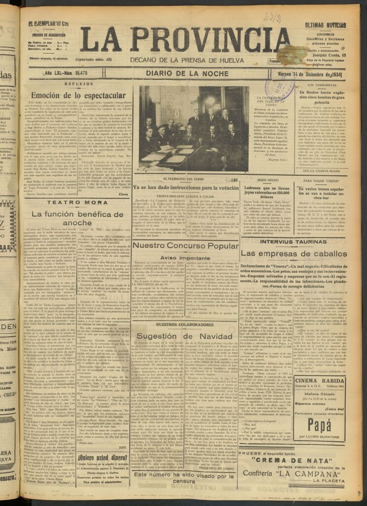 Miniatura de La Provincia : diario de la noche del 14 de diciembre de 1934