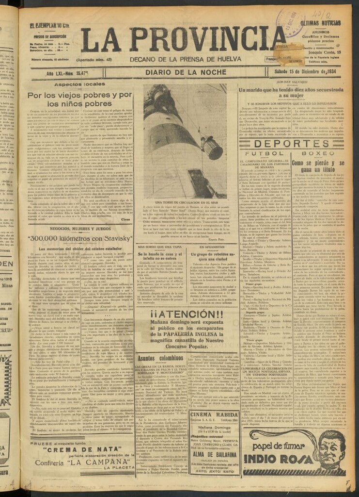Miniatura de La Provincia : diario de la noche del 15 de diciembre de 1934