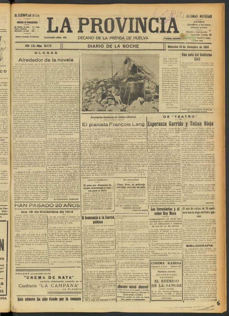 Miniatura de La Provincia : diario de la noche del 19 de diciembre de 1934