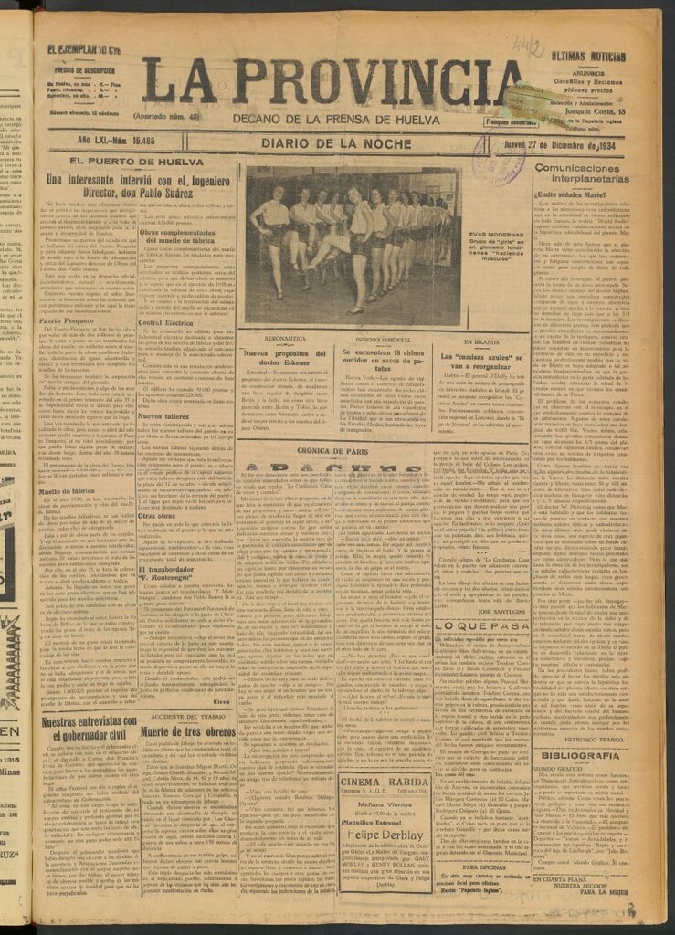 Miniatura de La Provincia : diario de la noche del 27 de diciembre de 1934