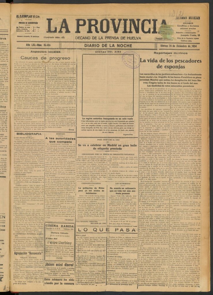 Miniatura de La Provincia : diario de la noche del 28 de diciembre de 1934