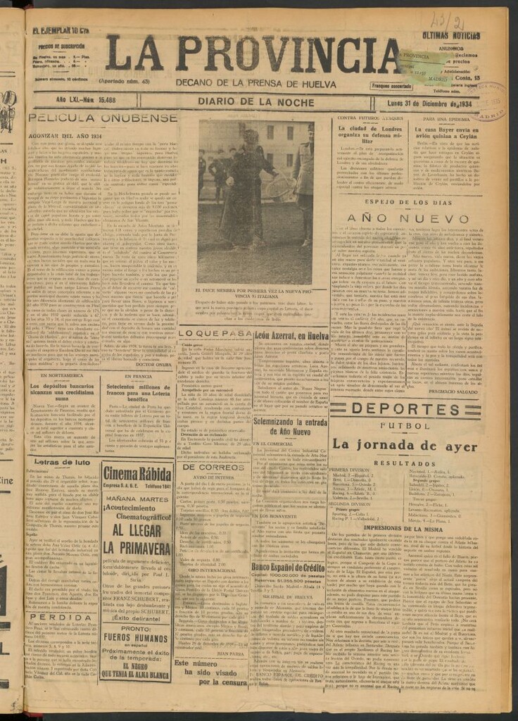 Miniatura de La Provincia : diario de la noche del 31 de diciembre de 1934