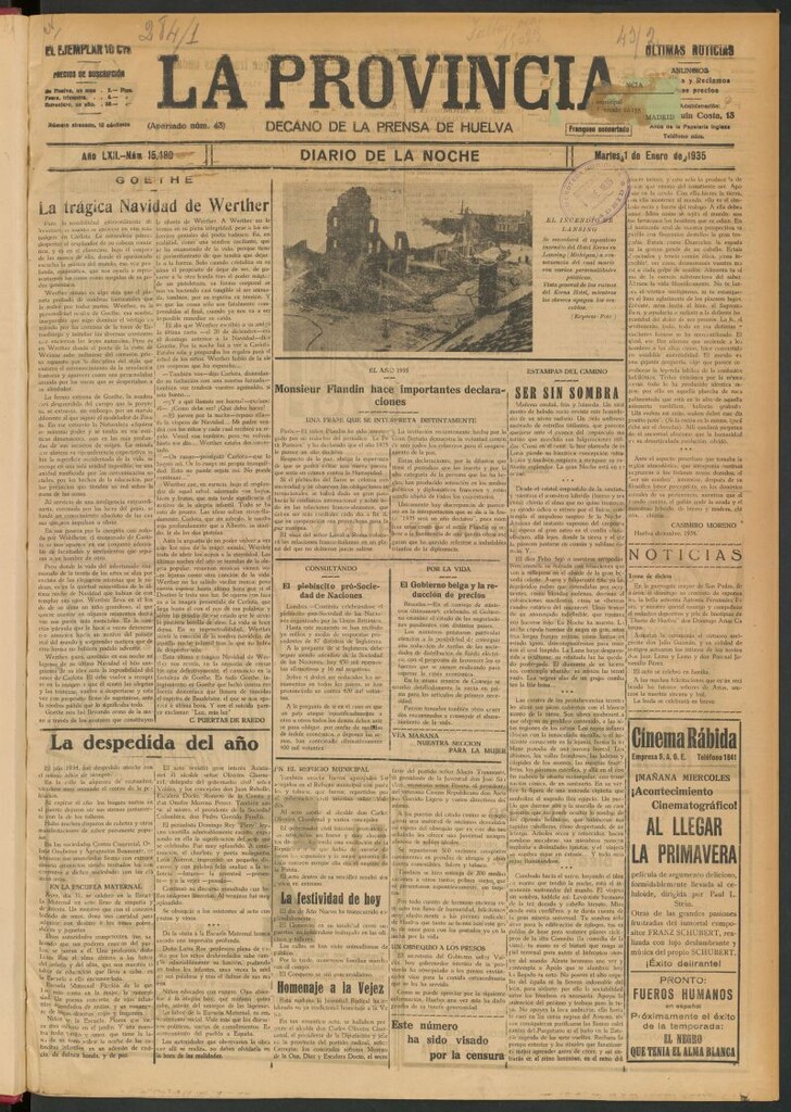Miniatura de La Provincia : diario de la noche del 1 de enero de 1935
