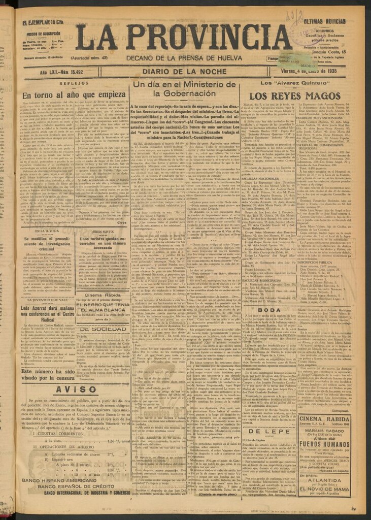 Miniatura de La Provincia : diario de la noche del 4 de enero de 1935