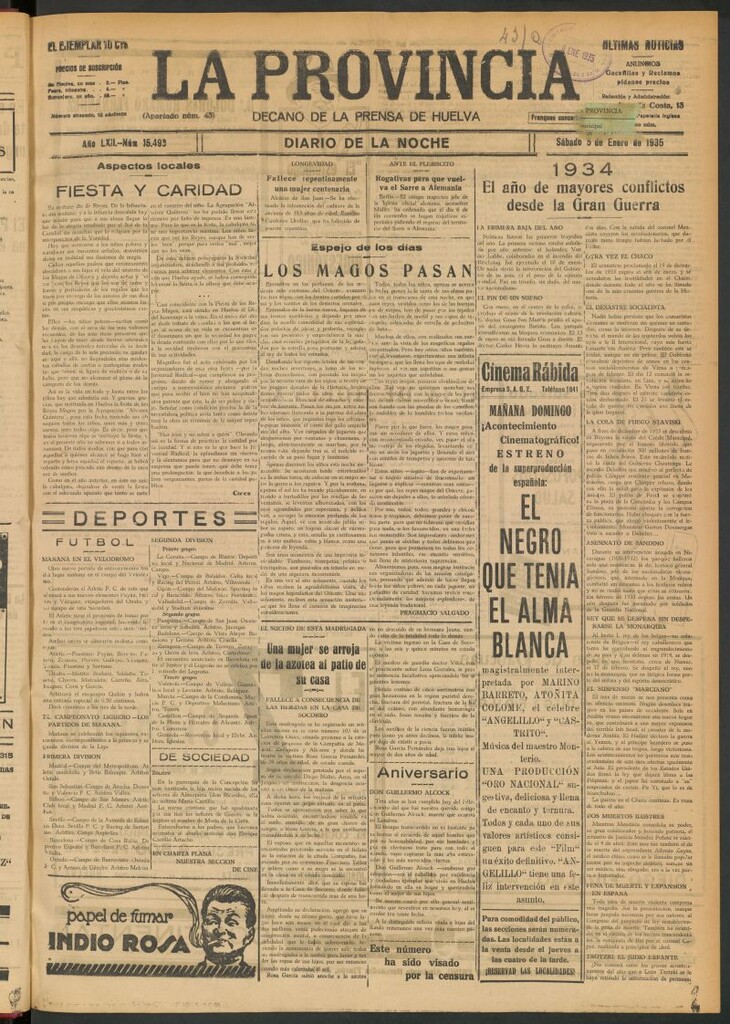Miniatura de La Provincia : diario de la noche del 5 de enero de 1935