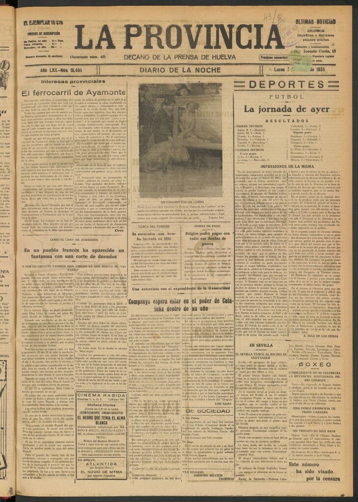 Miniatura de La Provincia : diario de la noche del 7 de enero de 1935